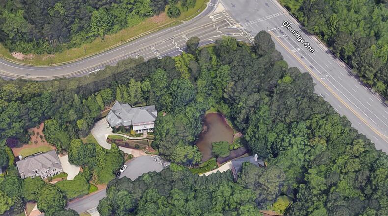 Sandy Springs has signed a contract to remove accumulated sediment and rehabilitate a pipe at the stormwater pond at 5185 and 5200 Falcon Chase Lane. (Google Maps)