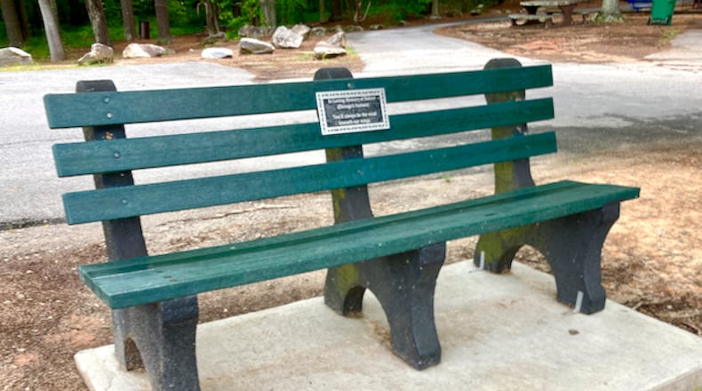 Memorial benches placed in honor of loved ones cost about $1,600 in Peachtree City. Jill Howard Church for the AJC