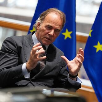 European Union Counter-Terrorism Coordinator Bartjan Wegter speaks during an interview with The Associated Press in Brussels, Thursday, Sept. 3, 2026. (AP Photo/Virginia Mayo)