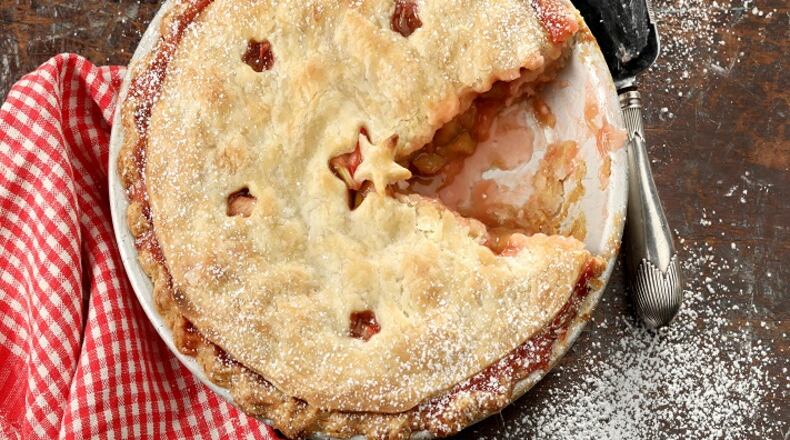 Rhubarb and raspberries are the perfect partners to fill a pie. (Michael Tercha/Chicago Tribune/TNS)