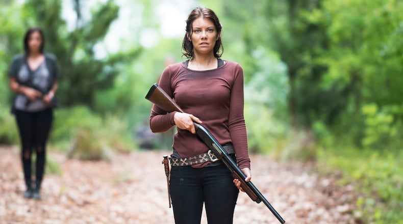 TV STILL -- Alanna Masterson as Tara Chambler and Lauren Cohan as Maggie Greene - The Walking Dead _ Seasn 5, Episode 2 - Photo Credit: Gene Page/AMC
