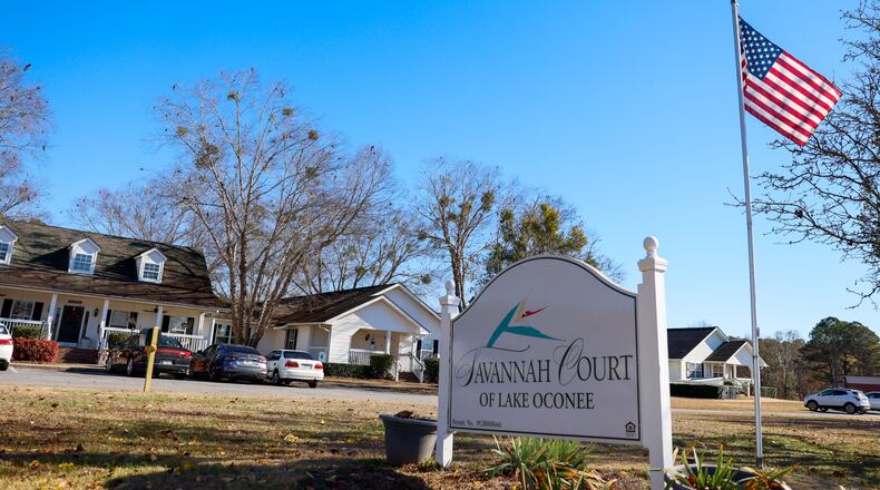 A sign for the Savannah Court of Lake Oconee, a senior care home, is visible on Monday, December 11, 2023, in Greensboro, GA. The personal care home facility has a history of challenges, with ongoing state efforts to regulate and potentially close it down.
Miguel Martinez /miguel.martinezjimenez@ajc.com