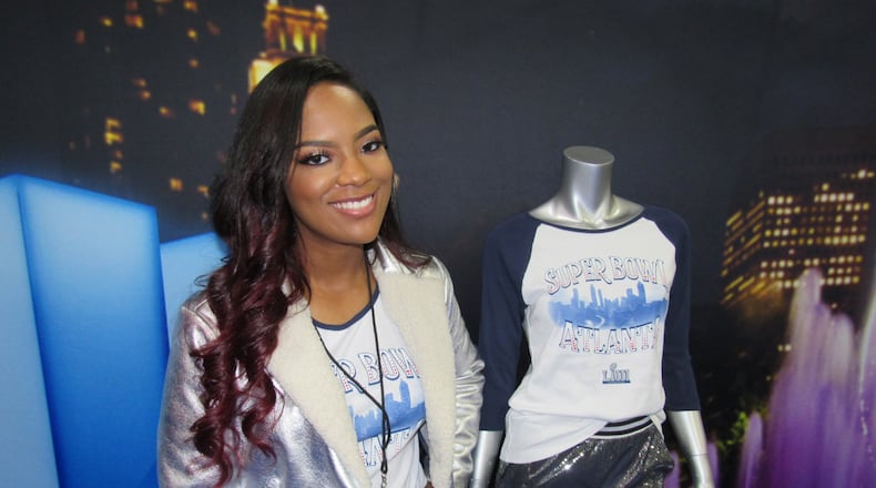 Riley Burruss models the new NFL Juniors Super Bowl LIII T-shirt. Photo: Jennifer Brett