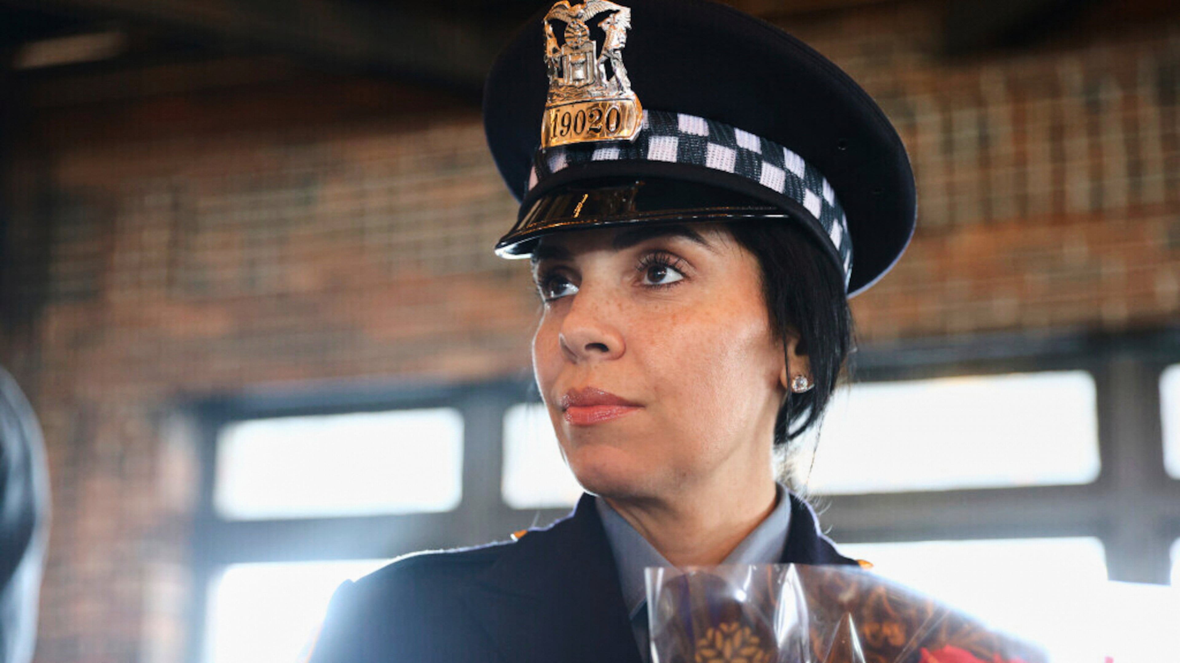 FILE - Police officer Krystal Rivera talks about why she decided to become an officer after a graduation ceremony, Oct. 20, 2021, at Navy Pier in Chicago. (Anthony Vazquez/Chicago Sun-Times via AP, File)