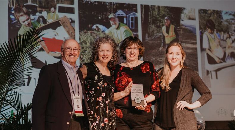 Keep Smyrna Beautiful has won several national and state awards. At the recent ceremony were (l-r) Keep Smyrna Beautiful Board Member Ed Planksker, Keep America Beautiful President & CEO Helen Lowman, Keep Smyrna Beautiful Executive Director Janet Liberman and Keep Smyrna Beautiful Coordinator Julie Barwig. (Courtesy of Smyrna)
