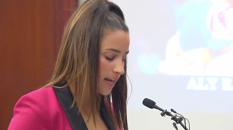 Former Olympic gymnast Aly Raisman spoke out against former USA Gymnastics doctor Larry Nassar at his sentencing on Friday, Jan. 19, 2018.