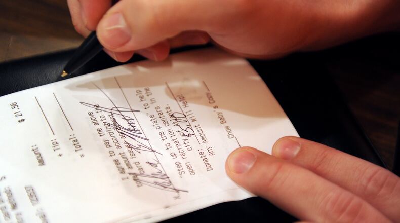 There’s power in the tip, diners say. (Bita Honarvar/ Cox Newspapers)