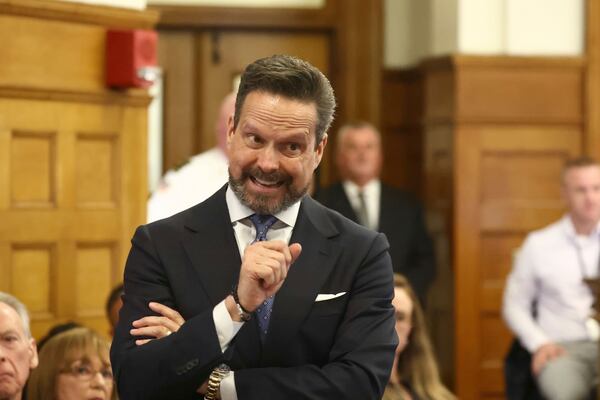 Attorney Alan Jackson gives his opening statement at Karen Read's second murder trial at Norfolk Superior Court on Tuesday, April 22, 2025 in Dedham, Mass. (Stuart Cahill /The Boston Herald via AP, Pool)