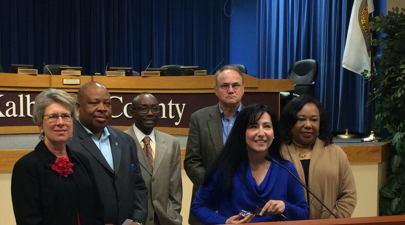 The DeKalb Board of Commissioners on Friday welcomed its newest member, Nancy Jester. (MARK NIESSE / MARK.NIESSE@AJC.COM)