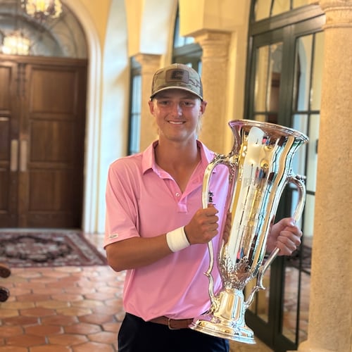 Evan Rogers of Duluth won the 105th Georgia Amateur Championship on June 14, 2026, at Ocean Forest Golf Club in Sea Island, Ga. Rogers shot 278 and matched the record with an 8-shot win. (Photo by Stan Awtrey)
