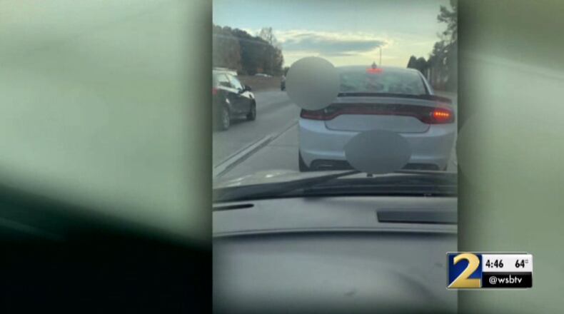 This is a photo a man took of a driver who allegedly pointed a gun at him during a road-rage incident.