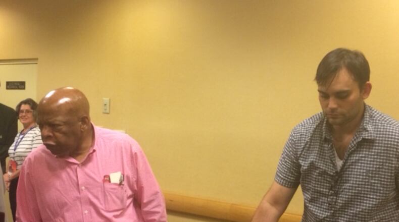 John Lewis and Andrew Aydin discussed the graphic novel "March: Book 2" at Dragon Con in Atlanta Sept. 6, 2015.