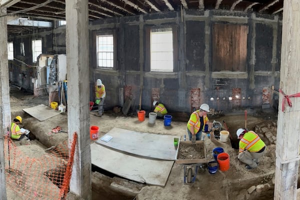 William & Mary archaeologists uncover a foundation from the 1700s that once held the nation's oldest surviving schoolhouse for Black children in 2025, in Williamsburg, Va. (William Mary/William Mary Center for Archaeological Research via AP)