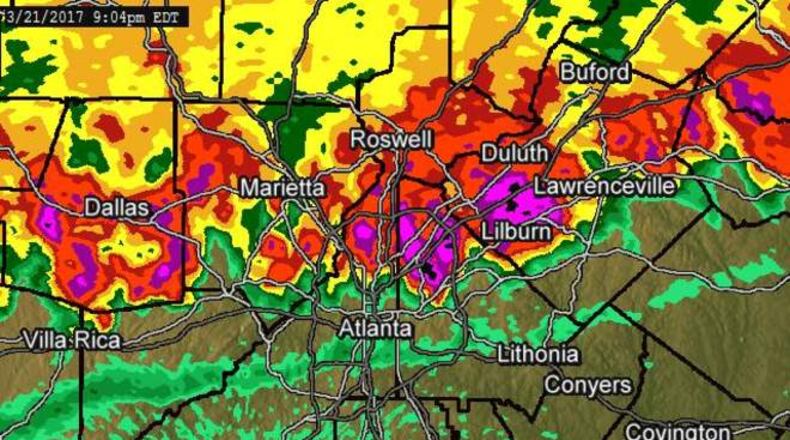 Residents in metro Atlanta reported downed trees, power outages and lightning strikes. (Credit: Channel 2 Action News)