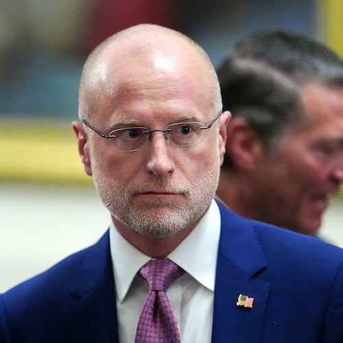 FILE - Federal Communications Commission Chairman Brendan Carr departs an event in the East Room of the White House, March 20, 2026, in Washington. (AP Photo/Julia Demaree Nikhinson, File)