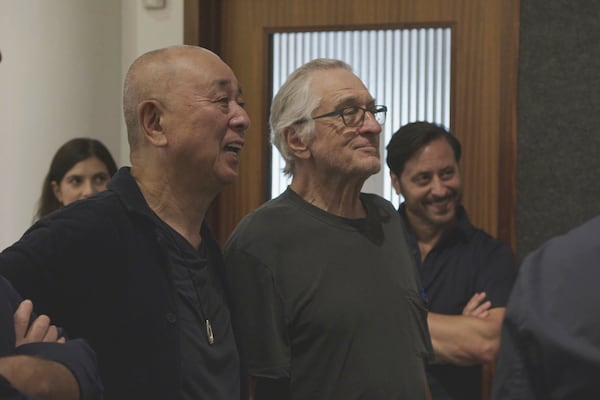 This image released by Vertical Entertainment shows chef Nobuyuki Matsuhisa, left, and Robert De Niro in a scene from the documentary "Nobu." (Vertical Entertainment via AP)