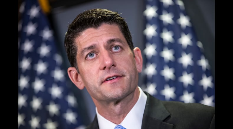 FILE - In this May 24, 2016 file photo, House Speaker Paul Ryan of Wis. faces reporters at Republican National Committee headquarters on Capitol Hill in Washington. Ryan is proposing to secure U.S. borders by overhauling the immigration system and installing robust defenses to keep out extremists, criminals and drug cartels. The plan is part of a national security strategy the Wisconsin Republican will unveil on Thursday, June 9, 2016. (AP Photo/J. Scott Applewhite, File)