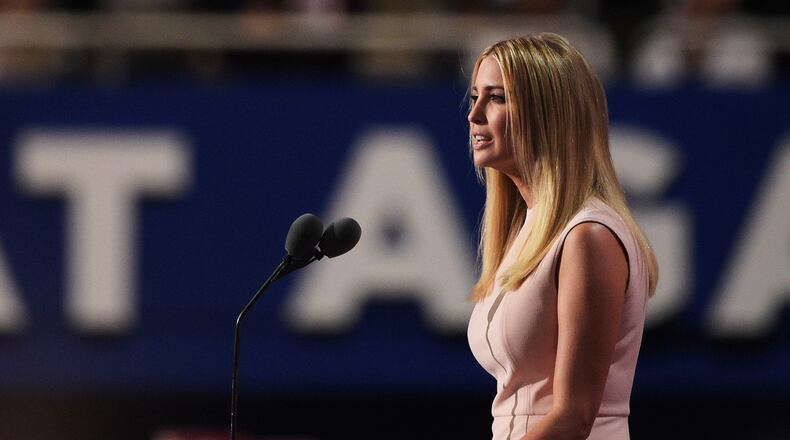 CLEVELAND, OH - JULY 21: Ivanka Trump delivers a speech during the evening session on the fourth day of the Republican National Convention on July 21, 2016 at the Quicken Loans Arena in Cleveland, Ohio. Republican presidential candidate Donald Trump received the number of votes needed to secure the party's nomination. An estimated 50,000 people are expected in Cleveland, including hundreds of protesters and members of the media. The four-day Republican National Convention kicked off on July 18. (Photo by Jeff Swensen/Getty Images)
