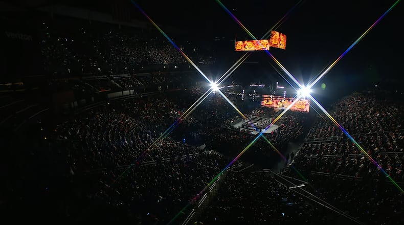Netflix livestreamed an episode of "Monday Night Raw" from State Farm Arena on January 27. Shots of the Atlanta skyline and the venue were interspersed between matches and interviews with wrestlers. (Courtesy)