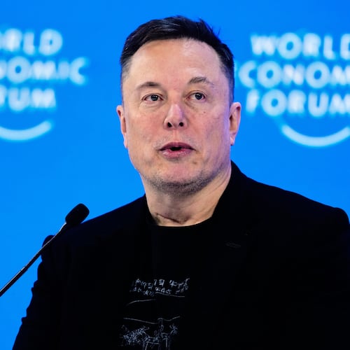 FILE - Elon Musk attends the annual meeting of the World Economic Forum in Davos, Switzerland, Jan. 22, 2026. (AP Photo/Markus Schreiber, File)