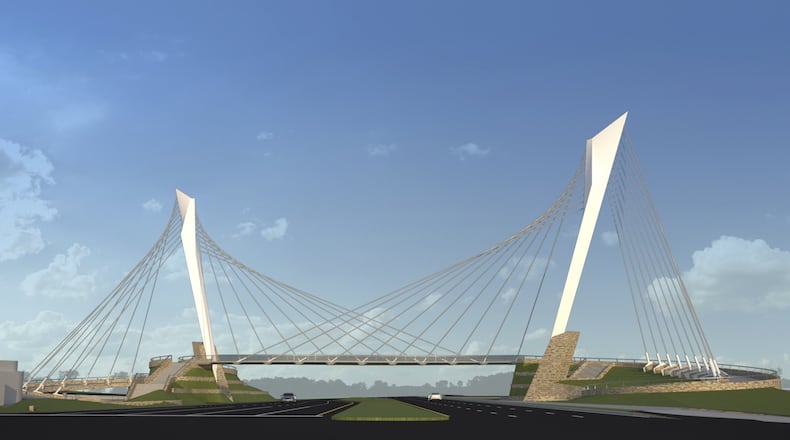 One of several designs for an iconic pedestrian bridge across Peachtree Parkway in Peachtree Corners. Courtesy of Peachtree Corners
