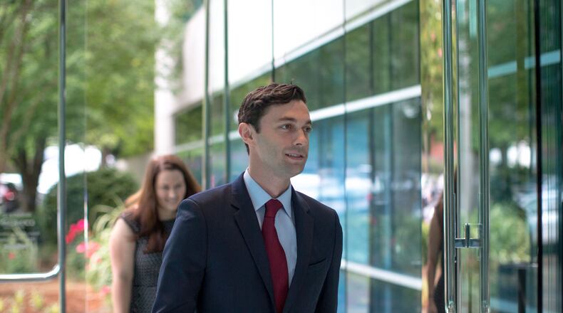 Democrat Jon Ossoff arrives before a debate with Republican Karen Handel ahead the June 20 runoff for the 6th Congressional District seat, Tuesday, June 6, 2017, in Atlanta. BRANDEN CAMP/SPECIAL