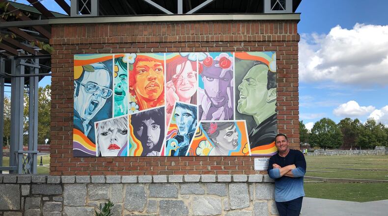 Muralist Kim Pitts donated his piece entitled ‘Suwanee Rocks’ to Suwanee’s permanent art collection. (Courtesy City of Suwanee)