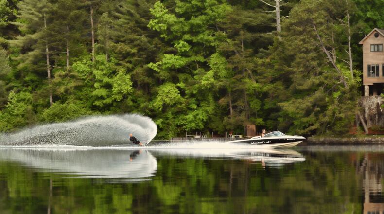 A water skier on Lake Rabun. Georgia Power is reminding lease-holders along that lake and others that they are not supposed to rent out their properties. (Photo by Lynn Scarborough)