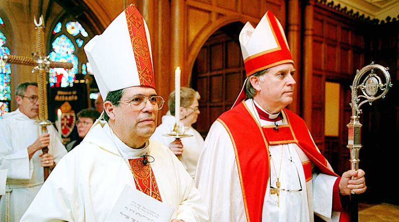 The Rt. Rev. Frank Allan, right, the former Bishop for the Episcopal Diocese of Atlanta, broke barriers as a rector and leader. On the left is the Rt. Rev. Onell A. Soto.