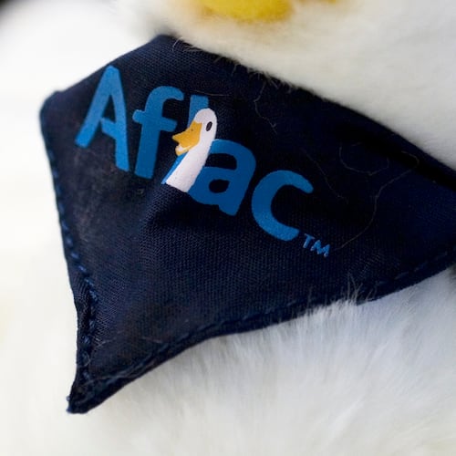 Aflac logo on a toy duck