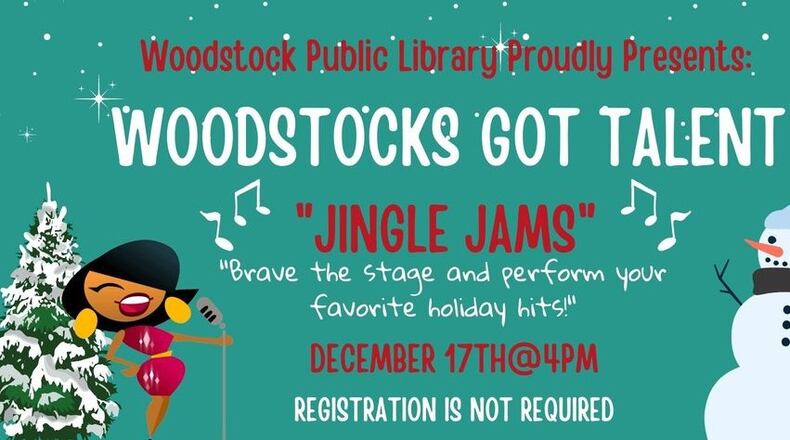 Teens are invited to sing their favorite holiday songs at Woodstock's Got Talent: Holiday Edition at 4 p.m. Dec. 17 at the Woodstock Public Library, 7735 Main St. (Courtesy of Sequoyah Regional Library System)