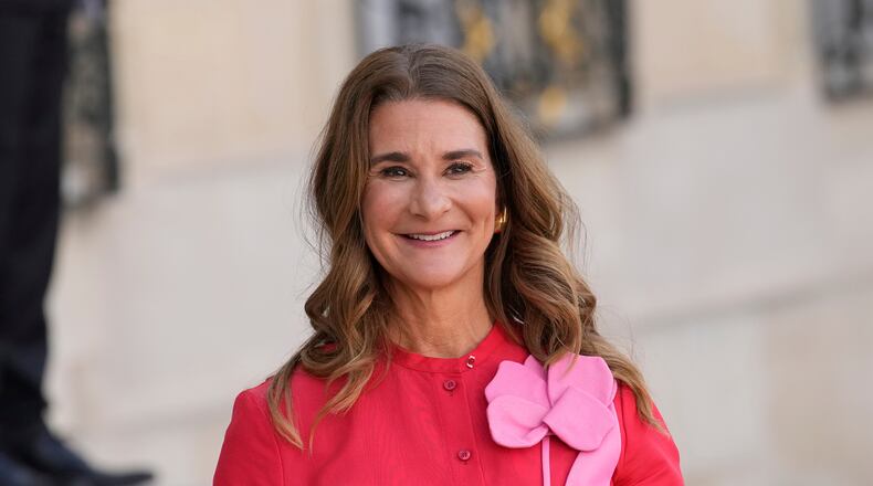 FILE - Melinda French Gates, co-chair of the Bill & Melinda Gates Foundation, smiles as she leaves the Elysee Palace in Paris on June 23, 2023. (AP Photo/Christophe Ena, File)