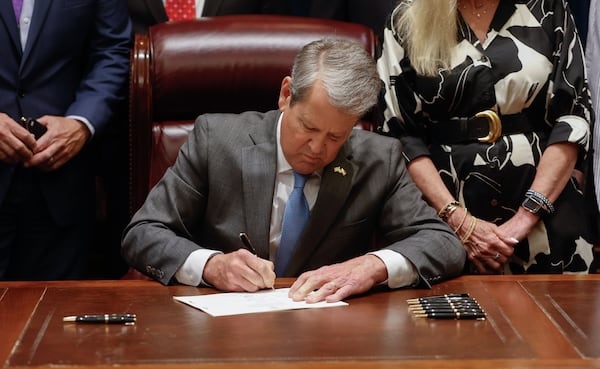 Gov. Brian Kemp signed a bill into law on the last day of the legislative session at the Capitol in Atlanta earlier this month.