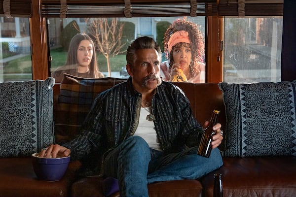 Sadie Sandler as Charlotte (from left), Ben Stiller as Hal L. and Kym Whitley as Bessie appear in "Happy Gilmore 2." (Scott Yamano/Netflix)