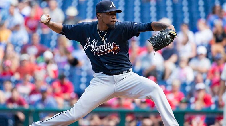 Righthander Julio Teheran struck out seven in six innings Sunday in the Braves' 2-0 victory over the Phillies.