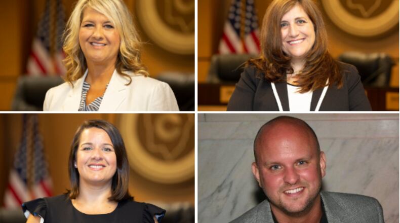 Here are the new Cobb County School District principals for the 2018-2019 year, clockwise starting in the upper left: Laura Meyer of Nickajack Elementary, Donna Long of Shallowford Falls Elementary, Adam Hill of Dickerson Middle and Maria Clark of East Side Elementary.