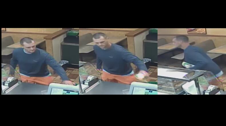 Gwinnett County police say Zachary Miller stole $100 from a Subway restaurant and grabbed a sandwich before leaving.