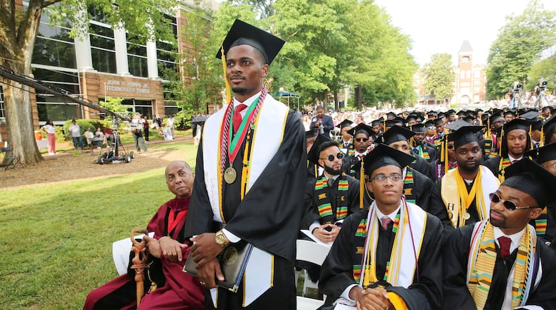 Derrick Parker graduated Sunday from Morehouse College, where he maintained a 4.0 grade-point average. The 2018 class valedictorian was the first in his family to graduate from college. CONTRIBUTED
