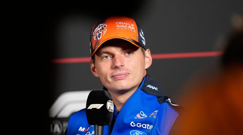 Red Bull driver Max Verstappen of the Netherlands attends a news conference ahead of the Dutch Formula One Grand Prix in Zandvoort, Netherlands, Thursday, Aug. 20, 2026. (AP Photo/Darko Bandic)