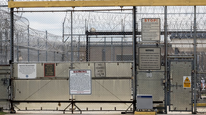 WAYCROSS, GEORGIA - SEP. 28, 2023: Razor wire and guard towers at the Ware State Prison, Thursday, Sept. 28, 2023, in Waycross, Ga. (AJC Photo/Stephen B. Morton)