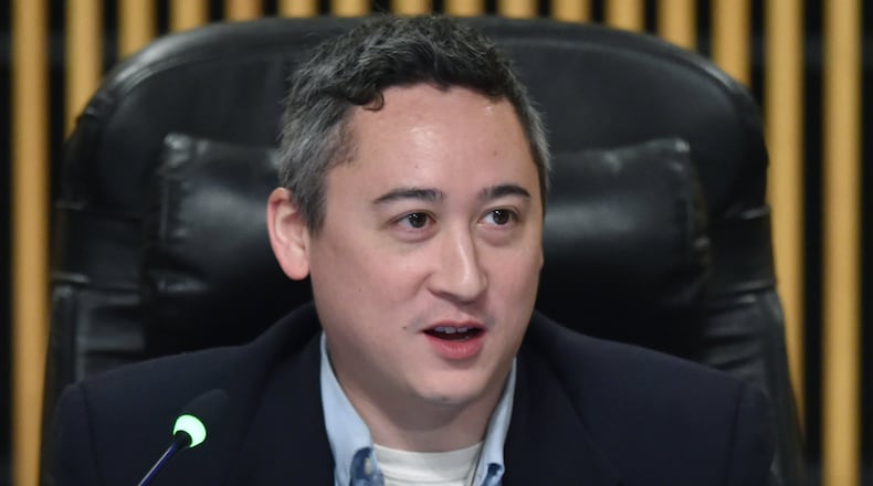 February 19, 2019 Lawrenceville - Ben Ku speaks during the Gwinnett County Board of Commissioners meeting at Gwinnett Justice and Administration Center on Tuesday, February 19, 2019. HYOSUB SHIN / HSHIN@AJC.COM