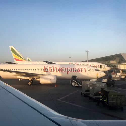 FILE - Ethiopian Airlines planes are parked at Bole International Airport in Addis Ababa, Ethiopia, Monday Feb. 11, 2019. (AP Photo/Ben Curtis, File)