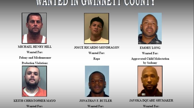 The Gwinnett County Sheriff's Office is searching for these six suspects.