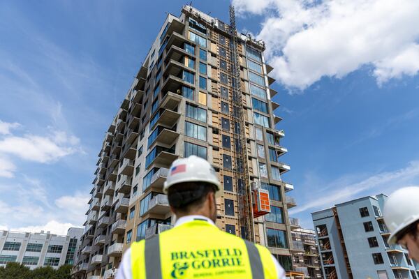 A view of construction of The Grace Residences, an upscale apartment complex in Atlanta. (Arvin Temkar/AJC 2023)