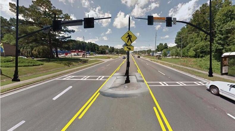 Lilburn will add a signal at Killian Hill Road and Lilburn Industrial Way and a Pedestrian Hybrid Beacon/HAWK Signal similar to the one shown at Shelley Lane. (File Photo)