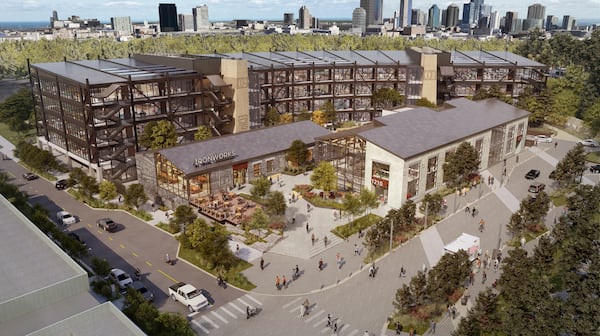 An aerial rendering of the Echo Street West development in Atlanta. Courtesy of Lincoln Property Company