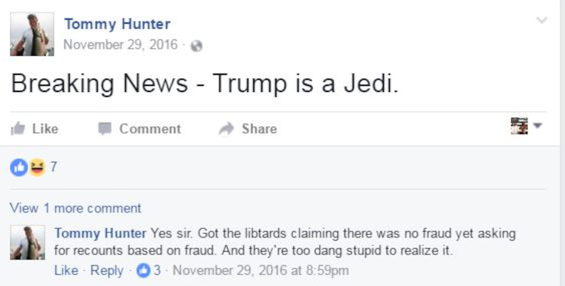 16 controversial Tommy Hunter Facebook posts