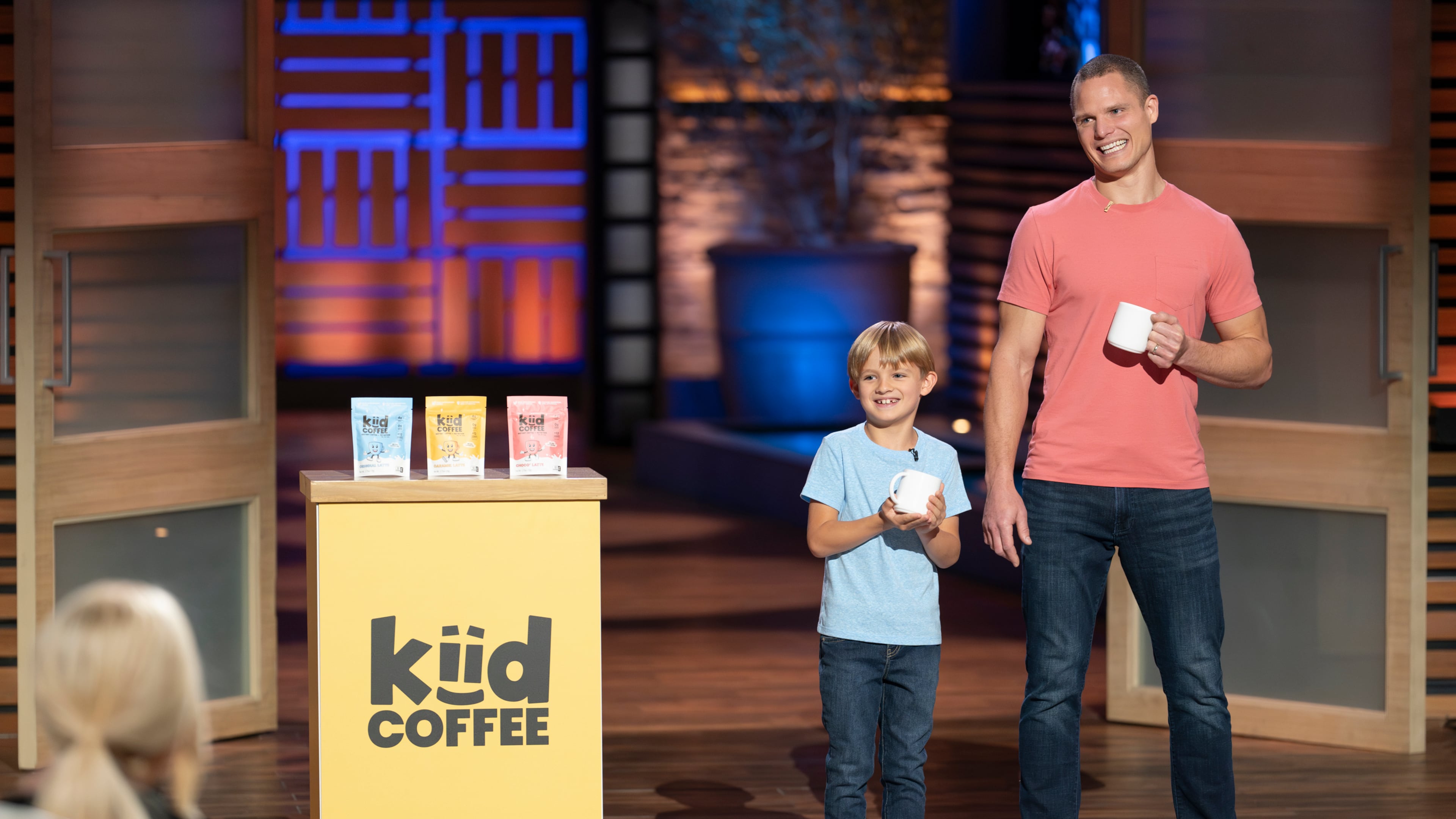 Alpharetta, Georgia residents David and Ethan Sanborn pitch Kiid Coffee to "Shark Tank" sharks on March 7, 2025. (Disney/Christopher Willard)