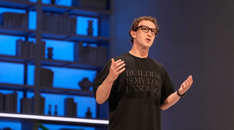 Meta CEO Mark Zuckerberg speaks during the Meta Connect conference, Wednesday, Sept. 23, 2026, in Menlo Park, Calif. (AP Photo/Jeff Chiu)