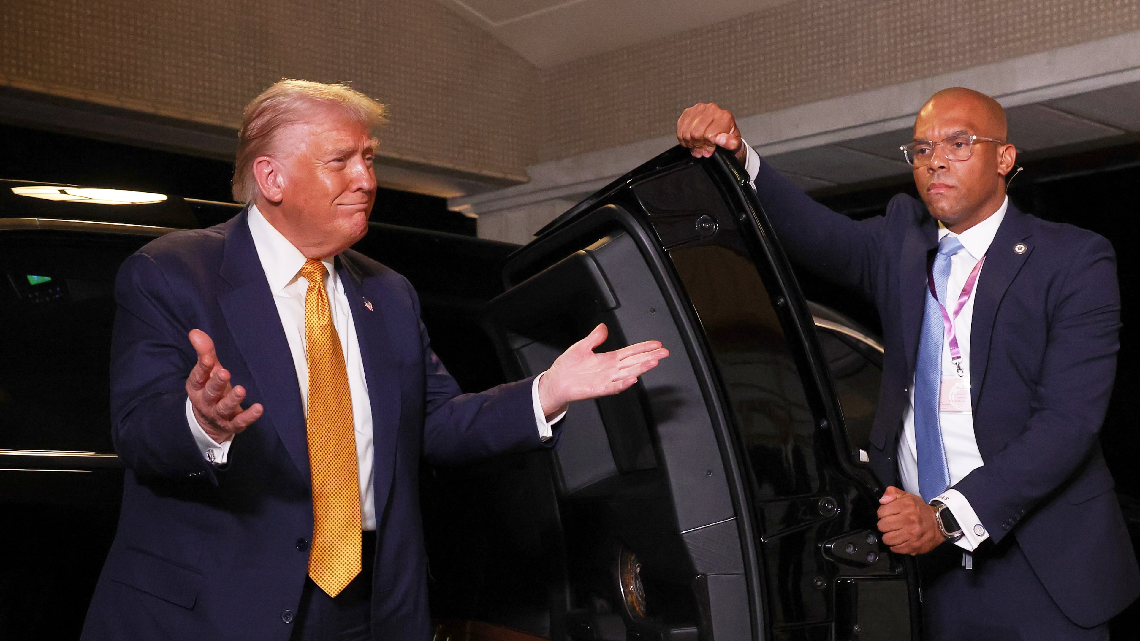 President Donald Trump, left, and Japan's Emperor Naruhito talk during their meeting at the Imperial Palace in Tokyo, Oct. 27, 2025. (Issei Kato/Pool Photo via AP)